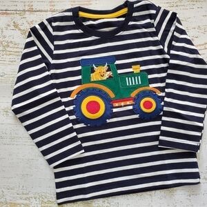 Highland Cow and Tractor Applique Long-Sleeve Top